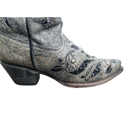 Corral woman’s 7 black gray inlay studded sequin cowboy festival boots gorgeous - Picture 4 of 12